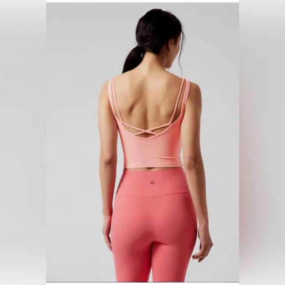 Athleta Shanti Keyhole Tank Top Womens XSmall Spring coral Crop - Picture 3 of 7